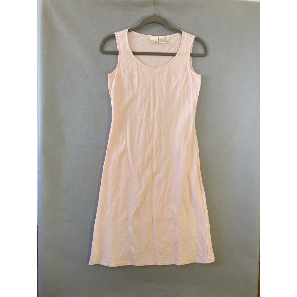 Merona Linen - Rayon Sheath Dress Pale Pink Sleeveless Below Knee- Midi Sz 6